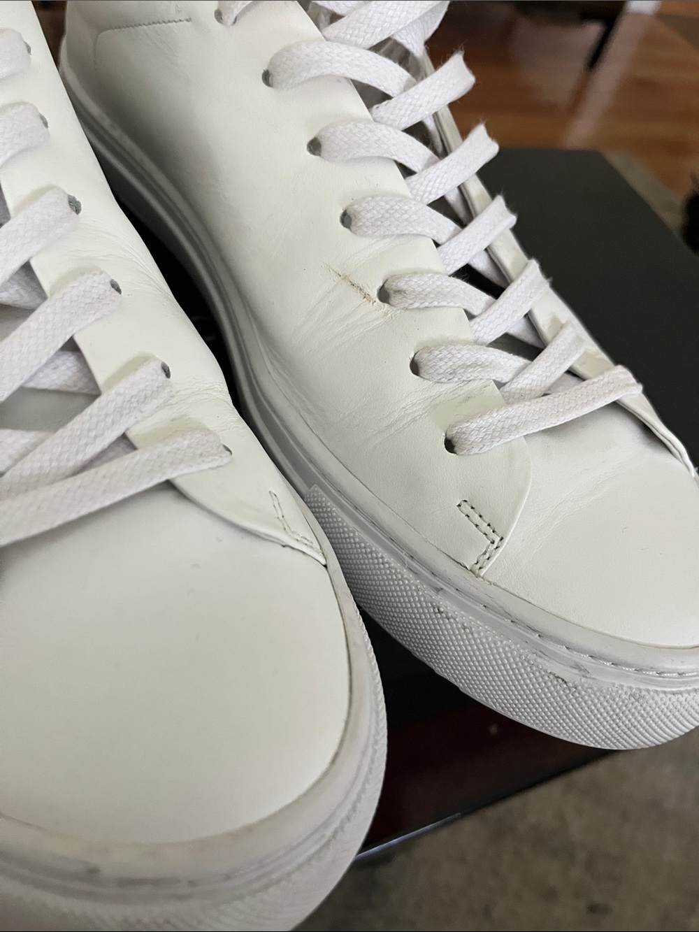 Beckett Simonon White Leather Low-Top Sneakers with Tonal Laces - Picture 11 of 16